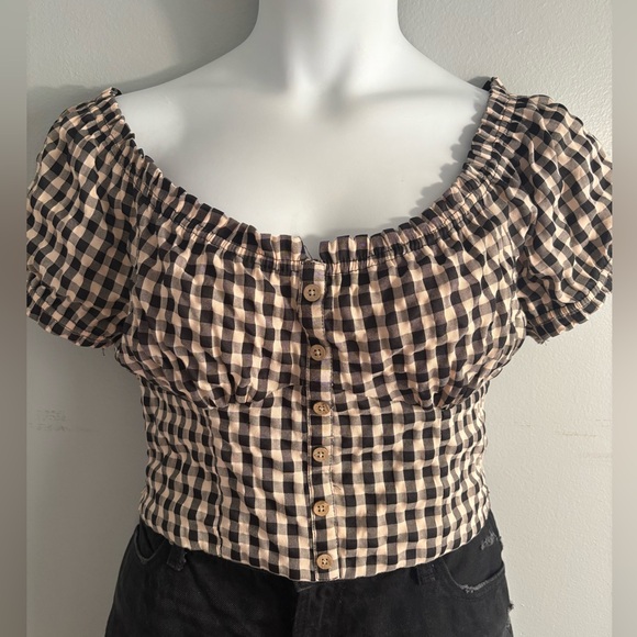 Indigo Rising Tops - ❤️ Stylish Checkered Black and Tan Women's Blouse